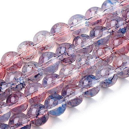 Baking Paint Glass Beads Strands DGLA-Q023-8mm-DB69-01-1