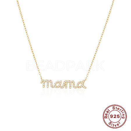Cubic Zirconia Word Mama Pendant Necklace IZ4490-1