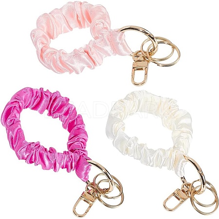 3Pcs 3 Colors Satin Cloth Bracelet Wristlet/Hair Tie Keychain KEYC-SC0001-31A-1