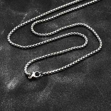 Tarnish Resistant 304 Stainless Steel Box Chain Necklaces NJEW-P244-01P-1