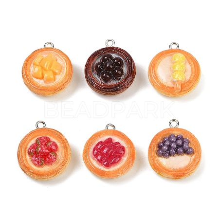 Egg Tart Resin Pendants RESI-Z034-02P-1