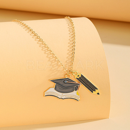Back to School Alloy Enamel Pendant Cable Chain Necklaces WG2C7D9-06-1