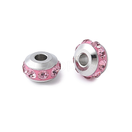304 Stainless Steel Polymer Clay Rhinestone Beads STAS-Q038-01D-1