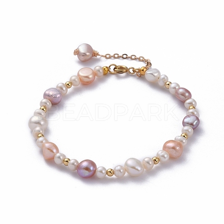 Natural Baroque Pearl Keshi Pearl Beaded Bracelets BJEW-JB05266-03-1
