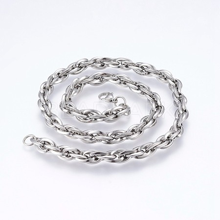 Men's 304 Stainless Steel Rope Chain Necklaces NJEW-P218-13P-1