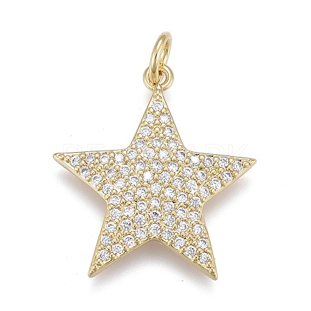 Brass Micro Pave Clear Cubic Zirconia Pendants X-ZIRC-M108-28-G-1