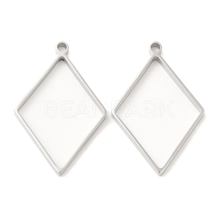 Non-Tarnish 304 Stainless Steel Open Back Bezel Rhombus Pendants STAS-Z040-02B-P-1