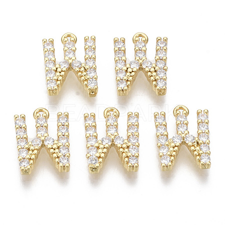 Brass Micro Pave Cubic Zirconia Charms KK-T060-05-W-G-NF-1