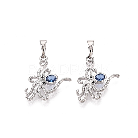 Brass Micro Pave Cubic Zirconia Pendants X-KK-Q073-09P-1