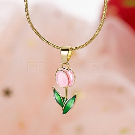 Tulip Alloy Enamel Pendant Necklaces FS-WGE671B-07-1