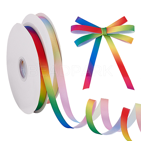 2 Rolls 2 Colors Gradient Color Polyester Ribbon OCOR-PH0007-31-1