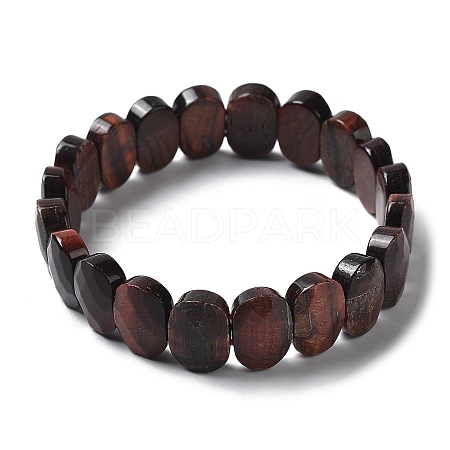 Natural Tiger Eye Beaded Stretch Bracelet G-E010-01-11-1