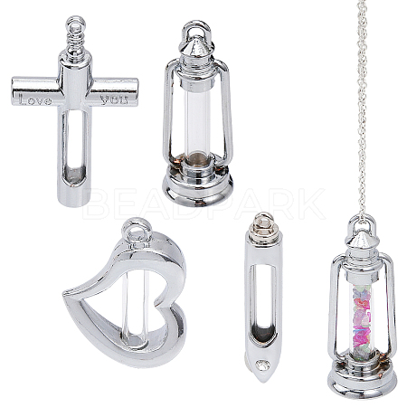 4 Sets 4 Style Wishing Bottle Glass Pendants GLAA-CA0001-50-1