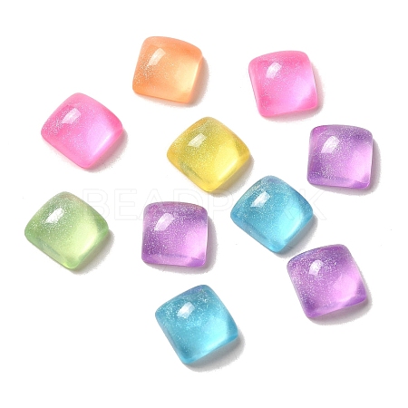 Transparent Resin Decoden Cabochons with Glitter Powder X-RESI-E053-08B-1