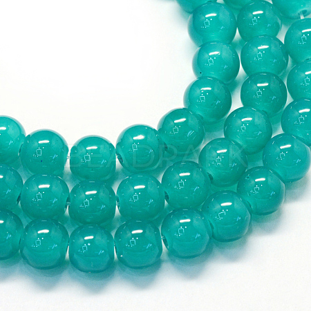 Baking Painted Imitation Jade Glass Round Bead Strands X-DGLA-Q021-6mm-07-1