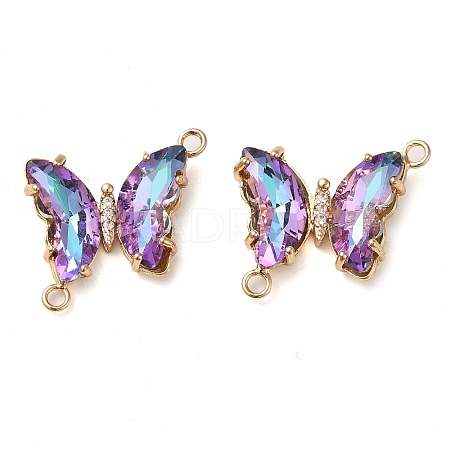 Brass Pave Faceted Glass Connector Charms X-FIND-Z020-04G-1