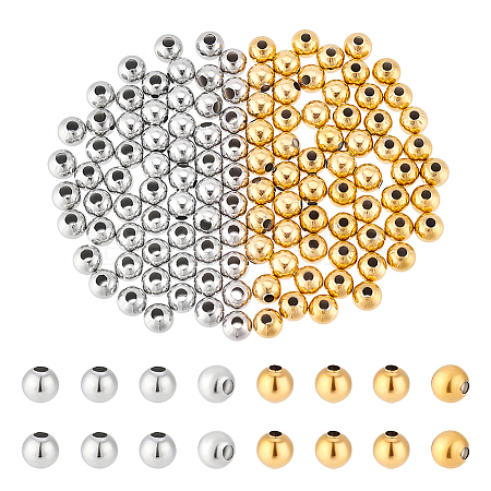 120Pcs 2 Colors 304 Stainless Steel Round Seamed Beads STAS-UN0060-65C-1