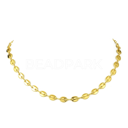 Brass Coffee Bean Chain Necklace for Women NJEW-JN04910-1