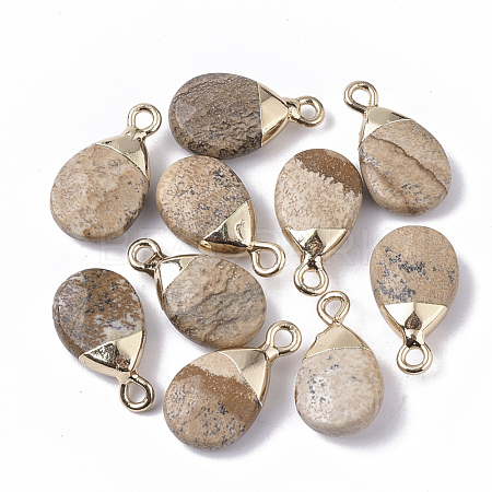 Natural Picture Jasper Pendants G-S359-017D-1