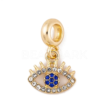 Rack Plating Alloy Crystal & Capri Blue Rhinestone European Dangle Charms FIND-C055-17G-1