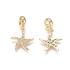 Brass Micro Pave Clear Cubic Zirconia European Dangle Charms ZIRC-I036-22G-1