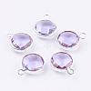 Silver Color Plated Brass Glass Flat Round Charms GLAA-M003-A-12S-1