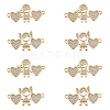 SUPERFINDINGS 8Pcs 2 Style  Brass Micro Pave Clear Cubic Zirconia Links Connectors ZIRC-FH0001-24-1