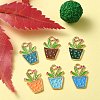 6Pcs 6 Colors Alloy Enamel Pendants ENAM-YW0002-47-5