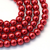 Baking Paint Pearlized Glass Pearl Round Bead Strands X-HY-Q330-8mm-51-1