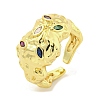 Brass Micro Pave Colorful Cubic Zirconia Cuff Rings RJEW-L113-014G-1