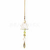 Glass Pointed Cone Big Pendant Decorations DJEW-PW0017-01-3