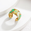 304 Stainless Steel Enamel Cuff Open Rings WG35DFF-06-1
