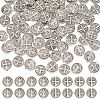 HOBBIESAY 100Pcs Tibetan Style Alloy Flat Round Beads TIBEB-HY0001-08-1