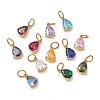 304 Stainless Steel Pave Cubic Zirconia Charms CU-CBABCF3-03G-1
