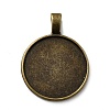 Flat Round Tibetan Style Alloy Pendant Cabochon Settings TIBEP-S293-051AB-LF-1
