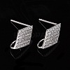 Rhodium Plated 925 Sterling Silver Stud Earring Findings STER-F048-31P-5