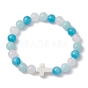 Natural Mashan Jade & White Jade Beaded Stretch Bracelets BJEW-JB11152-1