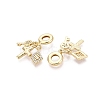 Brass Micro Pave Clear Cubic Zirconia European Dangle Charms KK-N287-33D-G-2
