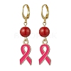 October Breast Cancer Pink Awareness Ribbon Alloy Enamel Leverback Earrings EJEW-JE05668-3