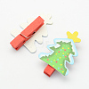 Cartoon Christmas Tree Wooden Note Pegs Clips AJEW-S009-03-2