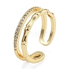 Rack Plating Brass Micro Pave Clear Cubic Zirconia Cuff Finger Rings for Women RJEW-M028-39G-3