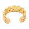 Rack Plating Flower Brass Enamel Open Cuff Rings for Women RJEW-S242-09G-A-3