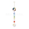 Natural & Synthetic Mixed Gemstone Tree with Glass Window Hanging Suncatchers HJEW-JM00853-01-2