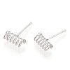 925 Sterling Silver Spring Spiral Stud Earrings STER-T005-04-4