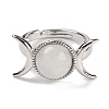 Natural Quartz Crystal Adjustable Rings RJEW-K271-01P-09-2