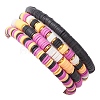 4Pcs Handmade Polymer Clay and Acrylic Beaded Stretch Bracelets Set BJEW-TA00478-5