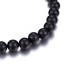 Natural Frosted Black Agate Beaded Stretch Bracelets BJEW-H548-20-4
