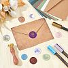 Brass Wax Seal Stamp with Wood Handle AJEW-WH0412-0277-4