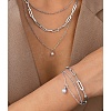 3-Layer 304 Stainless Steel Oval Link Chain Necklaces & Bracelets Sets FS-WGE493C-02-2