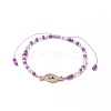 Alloy Enamel Evil Eye & Glass Seed Braided Bead Bracelet with Crystal Rhinestone for Women BJEW-JB09248-4